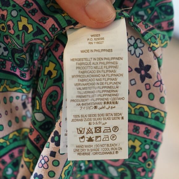 Boden 100% Silk Shirt in Chalky Pink Groovy Paisley US 4 - Picture 5 of 7